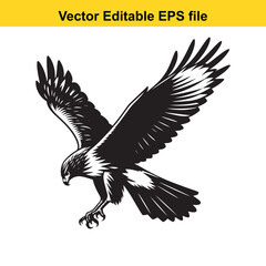 Obraz premium Vector art of majestic eagle in flight isolated on white background long horn, , long horn