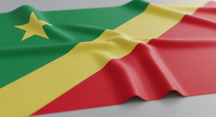 A close-up of the national flag of Burkina Faso rippling