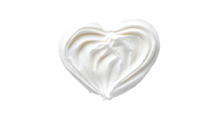 a heart shaped whipped cream on a white background