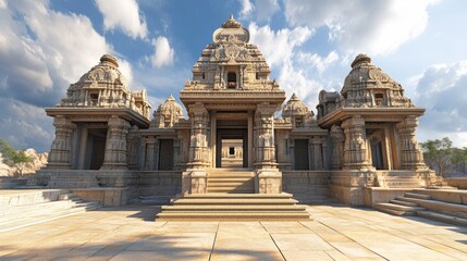 Obraz premium Magnificent Sun Temple: A 3D Render of the Iconic Indian Architecture
