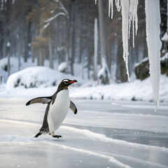 Fototapeta premium penguin in snow