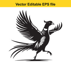 Fototapeta premium Vector art of pheasant bird illustration isolated on white background long horn, , long horn