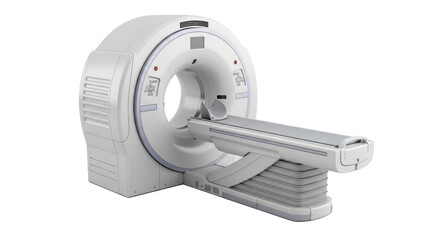 Isolated White Ct Scanner with Smooth Table on Transparent Background Casting Shadows Medical Equipment in High Resolution Studio Shot
