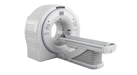 Isolated White Ct Scanner with Smooth Table on Transparent Background Casting Shadows Medical Equipment in High Resolution Studio Shot