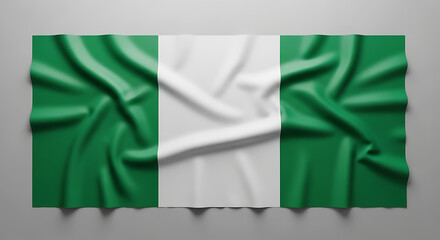 Realistic Nigerian Flag Displayed With Subtle Wrinkles and Folds