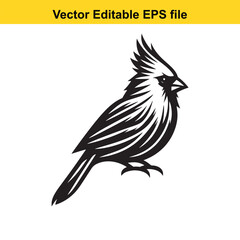 Fototapeta premium Vector art of cardinal bird isolated on white background long horn, , long horn