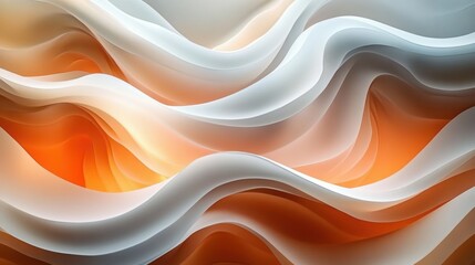 Smooth flowing abstract waves in warm orange and soft white tones creating a sense of calm and fluidity