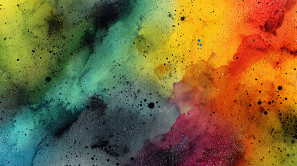 Watercolor and Spray-Paint Style Rainbow Splash Color Art, Generative AI