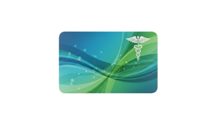 Medical Business Card Featuring Caduceus Symbol in Blue and Green Gradient on a White Background for Professional Healthcare Services