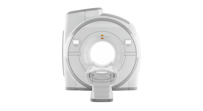 Medical Cat Scan Machine on Transparent Background in Studio Shot Featuring White Smooth Finish Health Technology Equipment Diagnostic Imaging Machine