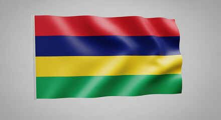 Fototapeta premium The National Flag of Mauritius Waving in the Wind