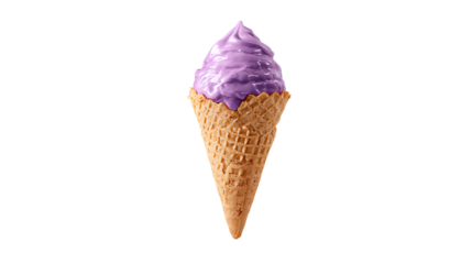 a purple ice cream cone with a purple icing