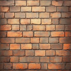 close-up view of an old orange and brown brick wall with some weathering and mortar in between the bricks