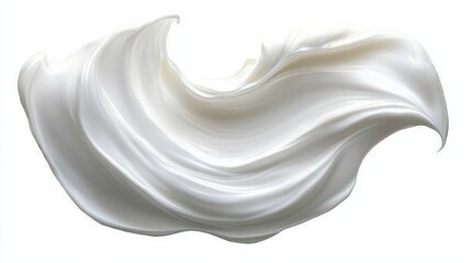 Smooth creamy white swirled dollop with soft texture floating on white background