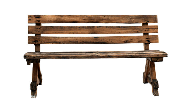 a wooden bench with a metal frame on a white background - Powered by Adobe