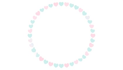 Pastel hearts circle frame