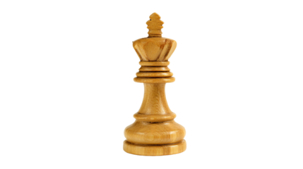 a wooden chess piece on a white background