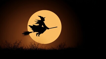 Witch’s Flight Across the Full Moon