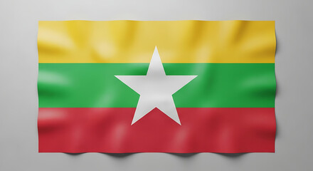 Obraz premium Myanmar Flag Waving Gently In Studio Lighting With A Soft Shadow