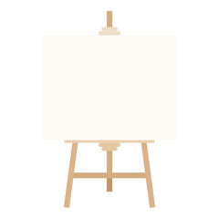 Wooden frame easel with blank canvas for display or art vector illustration