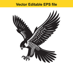 Obraz premium Vector art of diving eagle illustration isolated on white background long horn, , long horn