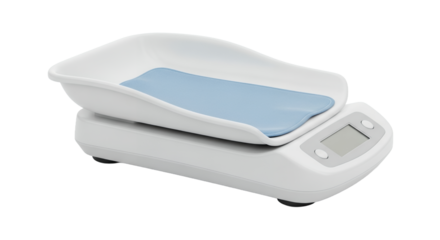 Modern Baby Scale with Blue Soft Mat on a Transparent Background Ideal for Digital Health and Newborn Measurement