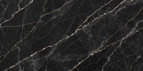 Black marble texture with gold veins creates a luxurious and elegant background for interior design and architectural projects