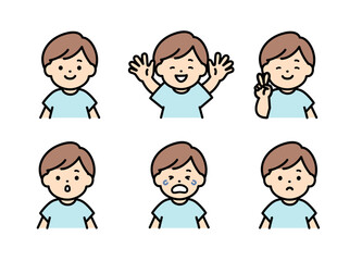 男の子の表情イラストセット