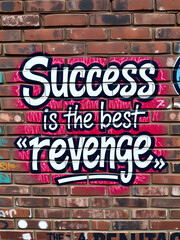 Obraz premium Success is the best revenge saying lettering Graffiti on Brick Wall