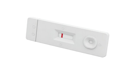 Positive Rapid Antigen Test Displaying a Red Line on a White Cartridge for Virus Detection with Clean Transparent Background in a Studio Shot