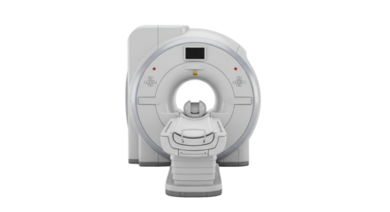 Realistic Front View of a White CT Scanner with a Round Opening on a Transparent Background Modern Medical Imaging Equipment for Diagnostics in a Clinical Setting