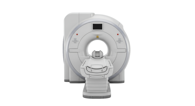 Realistic Front View of a White CT Scanner with a Round Opening on a Transparent Background Modern Medical Imaging Equipment for Diagnostics in a Clinical Setting