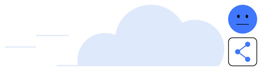 User avatar next to a large cloud and sharing icon, representing cloud-based data sharing, user connectivity, and digital collaboration. Ideal for tech services, data storage, networking