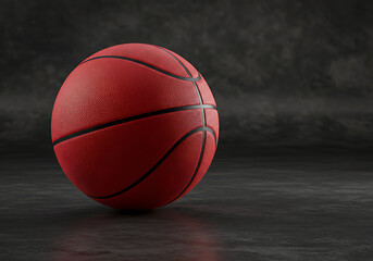 Obraz premium Red Basketball Dark Background Sports Game