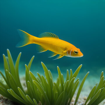 Minimalist Photography of Lancelet Amphioxus in a Serene Aquatic Environment Highlighting Its Unique Shape and Features Against a Soft Background