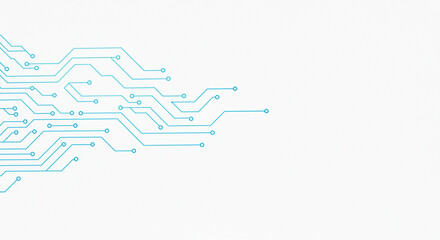 Fototapeta premium Abstract circuit board design in light blue against white background
