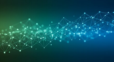 Abstract Gradient Connected Dot and Line Network Futuristic Illustration