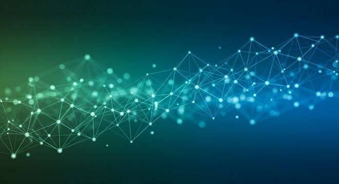 Abstract Gradient Connected Dot and Line Network Futuristic Illustration