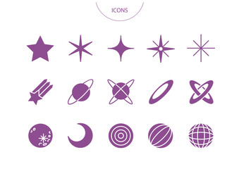 星 宇宙　アイコン ピクトグラム　ベクター イラスト　セット