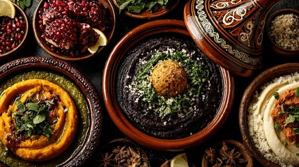 Mediterranean Cuisine Delights in Earthenware Bowls