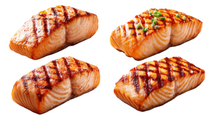Four fresh salmon fillets, a healthy and delicious seafood choice for your next meal