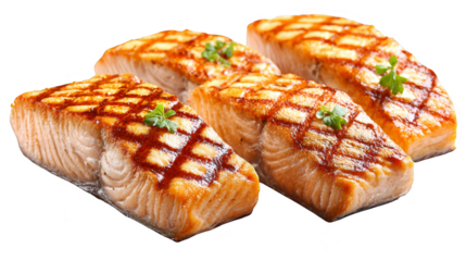 Delicious salmon fillets with exquisite sauce, a culinary delight three