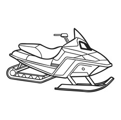 Snowmobile Outline Vector on White Background