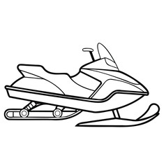 Minimal Snowmobile Outline Vector on White Background