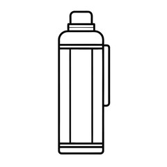 Thermos Bottle Outline Vector on White Background