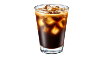 Closeup of refreshing iced coffee with ice cubes, a perfect summer beverage refreshing