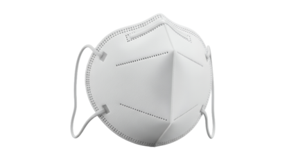 White N95 Medical Face Mask for Virus Protection on Transparent Background