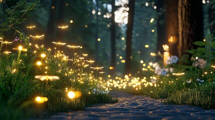 Enchanted Forest Path: Firefly Magic