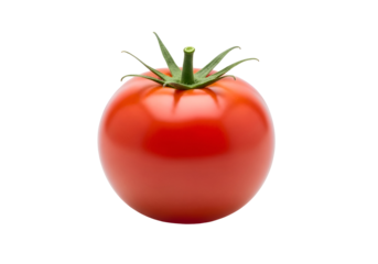 Single, ripe tomato against a black background.