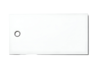 Blank rectangular tag with a metal eyelet.